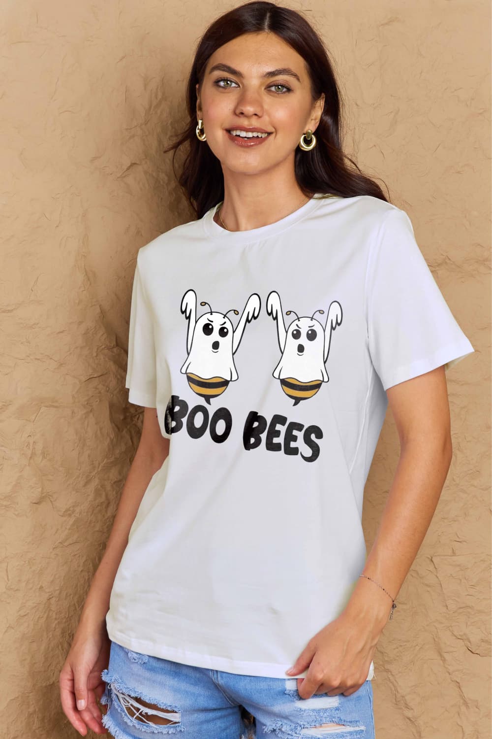 Simply Love Full Size BOO BEES Graphic Cotton T-Shirt - T - 3 COLORS -