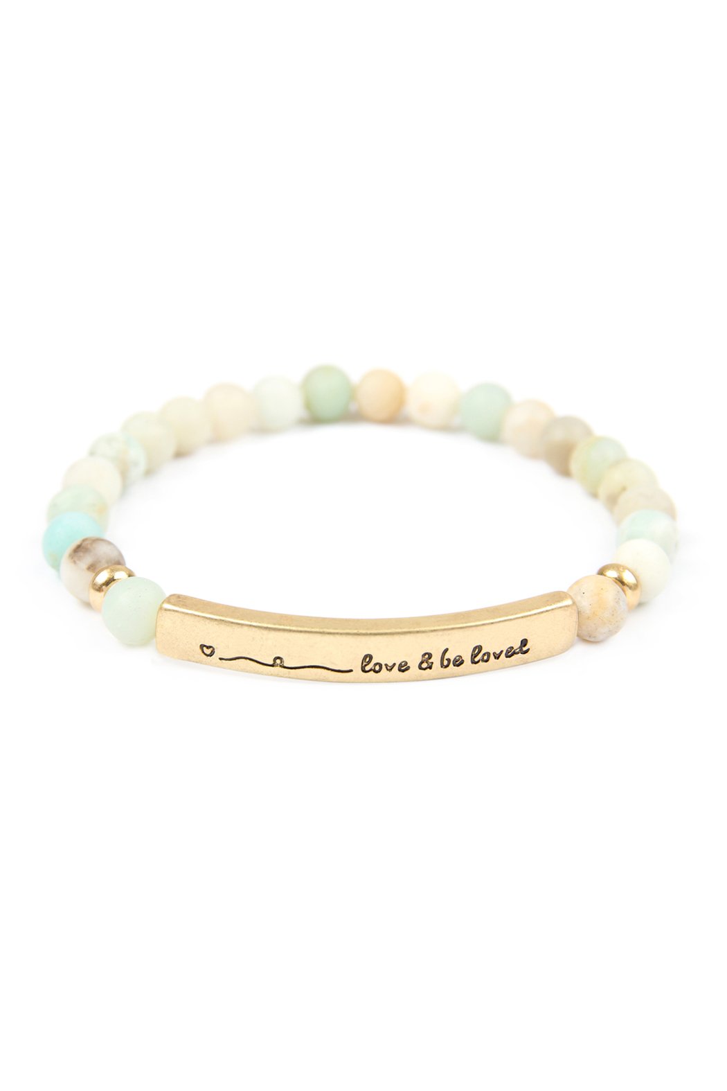 Riah Fashion - "Love and Be Loved" Natural Stone Stretch Bracelet - 2 TONES -