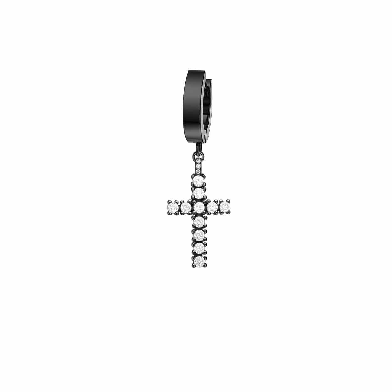 Mister - Gem Cross Earring - 3 FINISHES -