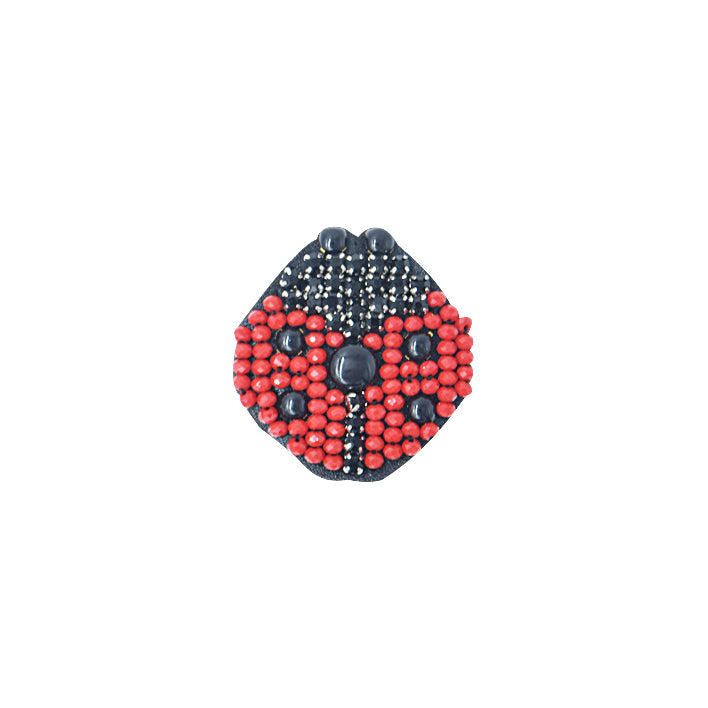 SAND BY SAYA N.Y. - Ladybug- Brooch-Red Embellished Motifs - 1 COLOR -