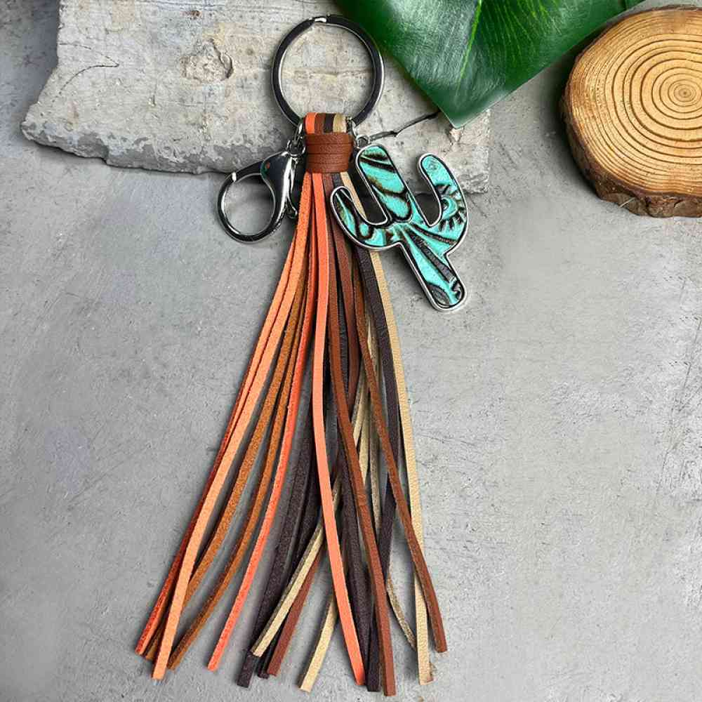 Cactus Keychain with Tassel - 8.7" - T - 5 STYLES -