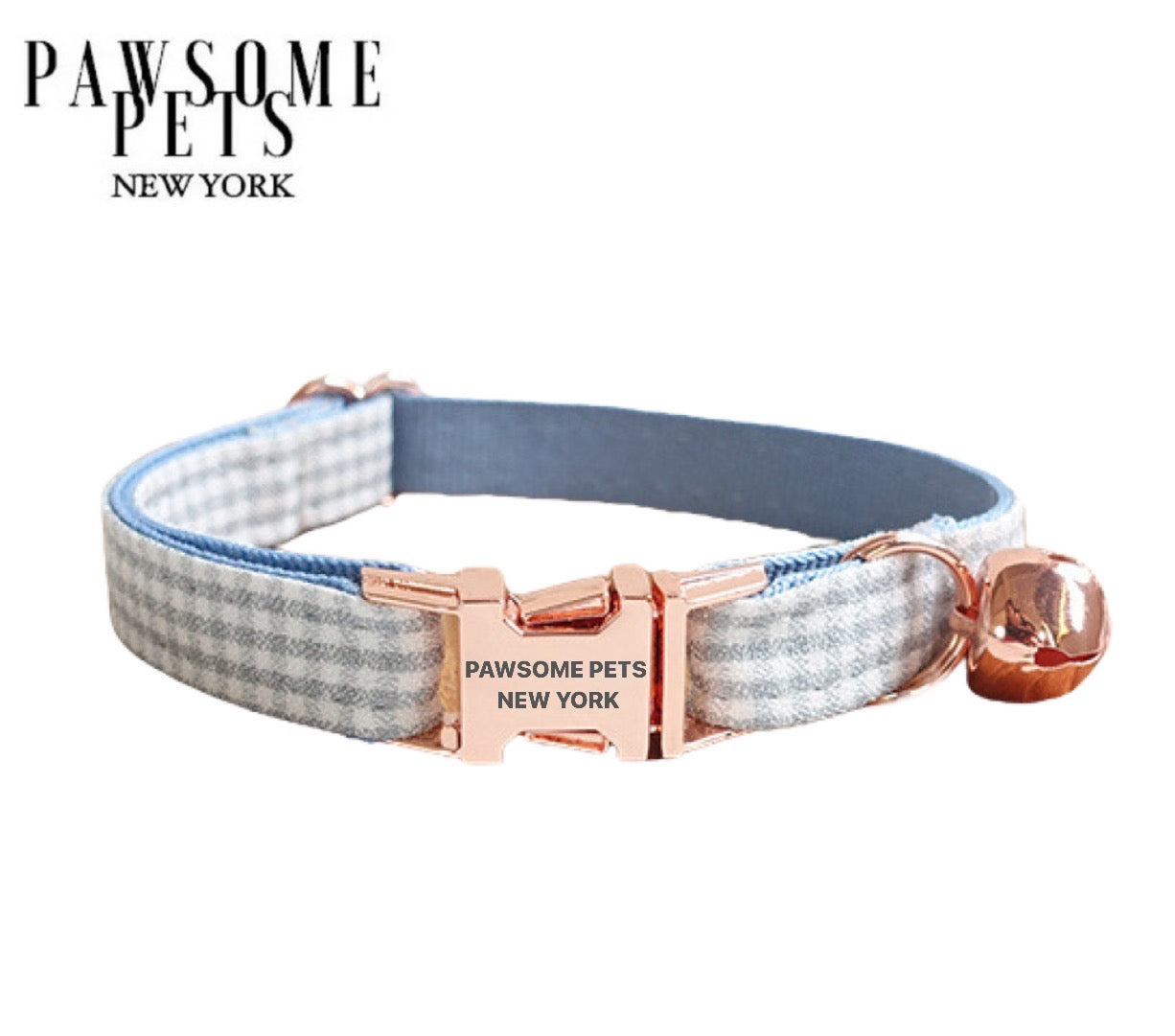 Dog & Cat Collar - Blue Grey Stripe -