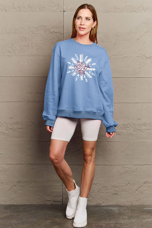 Simply Love Full Size LET IT SNOW Long Sleeve Sweatshirt - SIZES S THRU 3XL - T - 3 COLORS -