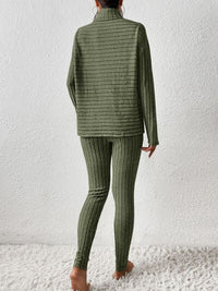 Thumbnail for Ribbed Turtleneck Top and Pants Set - 2 PCS. - T - 5 COLORS -