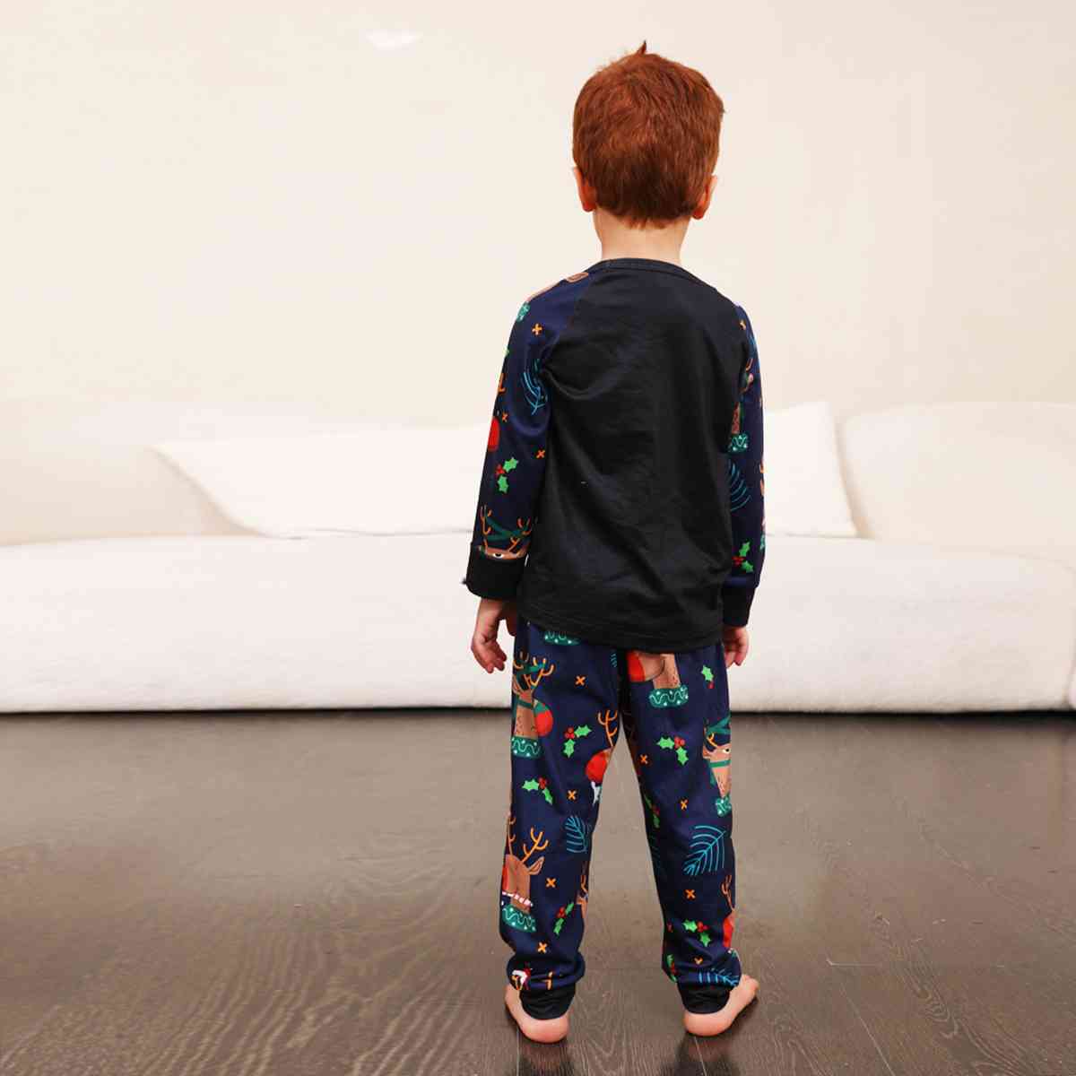 KIDS Reindeer Graphic Top and Printed Pants Set - T -