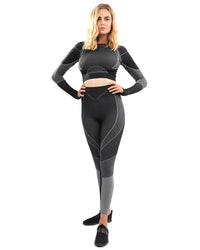 Thumbnail for Savoy - Escolta Seamless Legging & Sports Top Set - Black & Charcoal Grey - 2 PCS. - 1 COLOR -