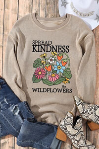 Thumbnail for SPREAD KINDNESS LIKE WILDFLOWERS Round Neck Sweatshirt - T - 1 COLOR -