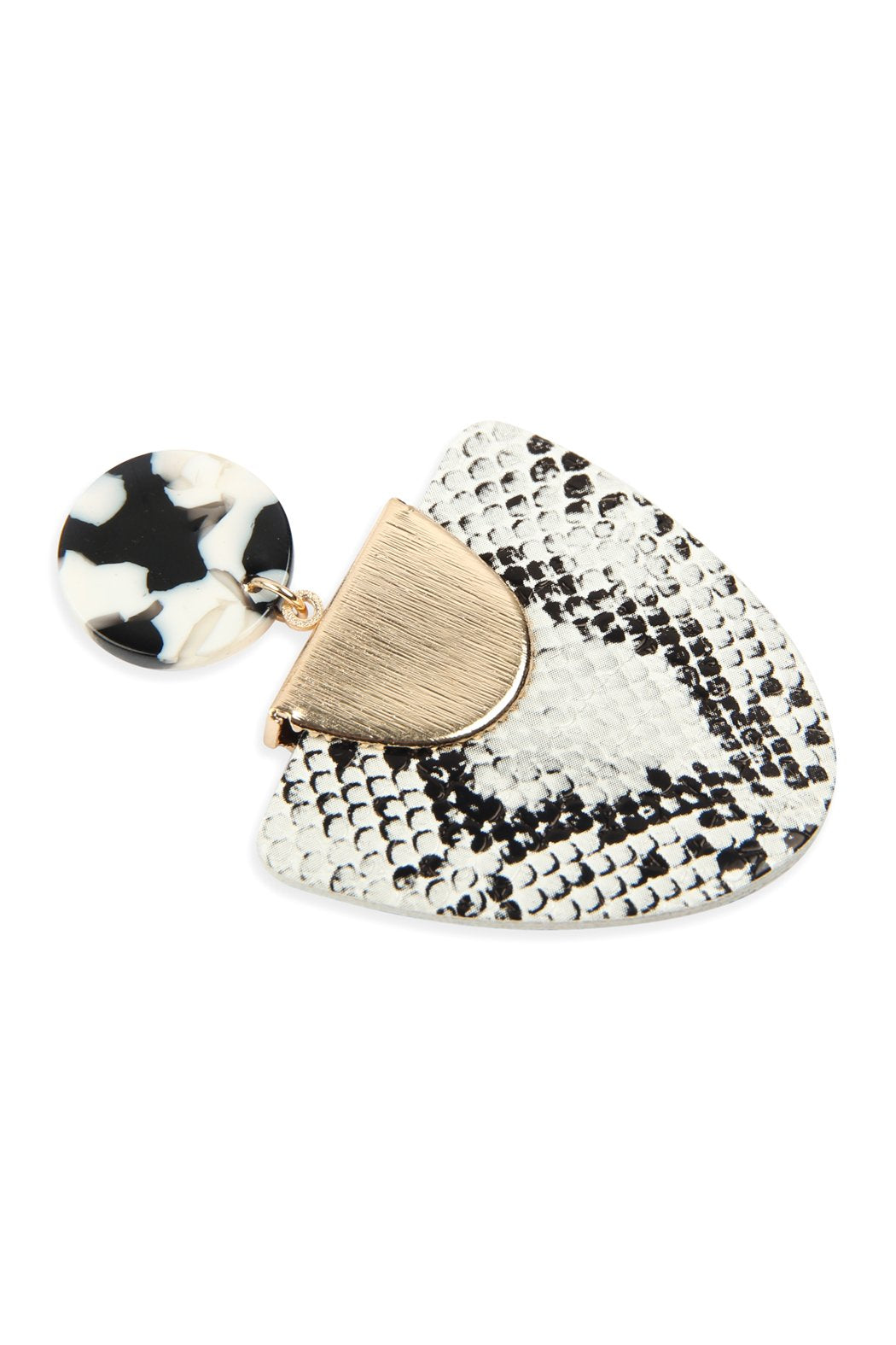 Snake Skin print - Fan Shape Leather Acrylic Post Earrings - 2 COLORS -