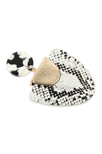 Thumbnail for Snake Skin print - Fan Shape Leather Acrylic Post Earrings - 2 COLORS -