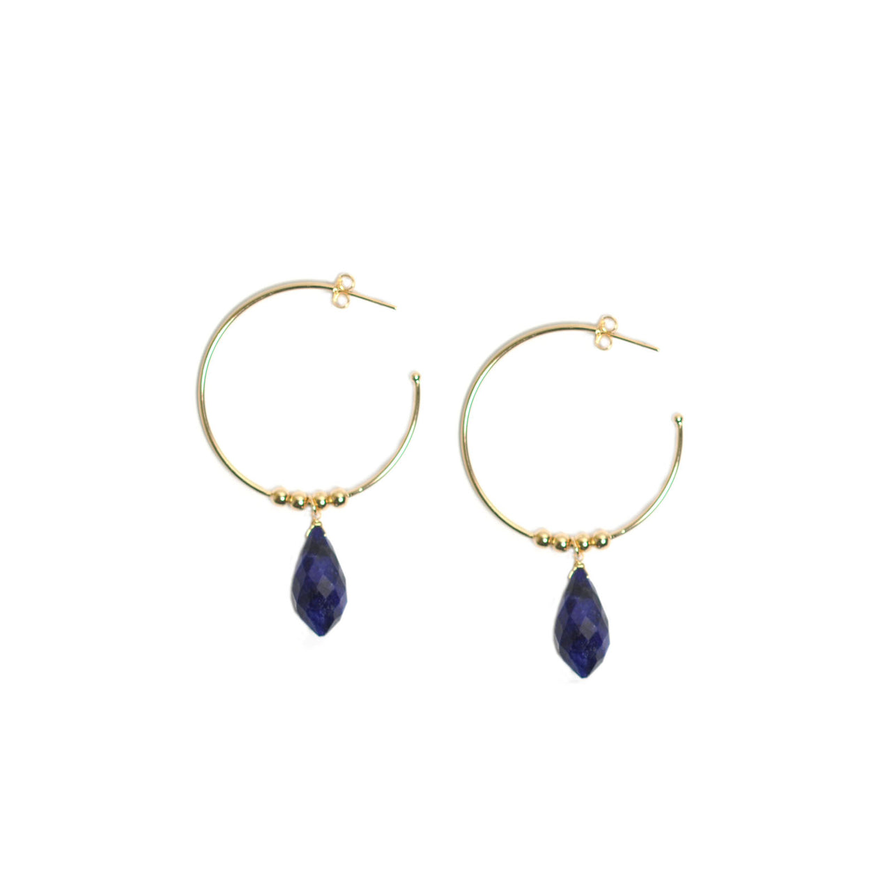 Gena Myint - Blue Sapphire Hoop Earrings -