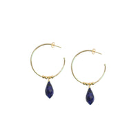 Thumbnail for Gena Myint - Blue Sapphire Hoop Earrings -