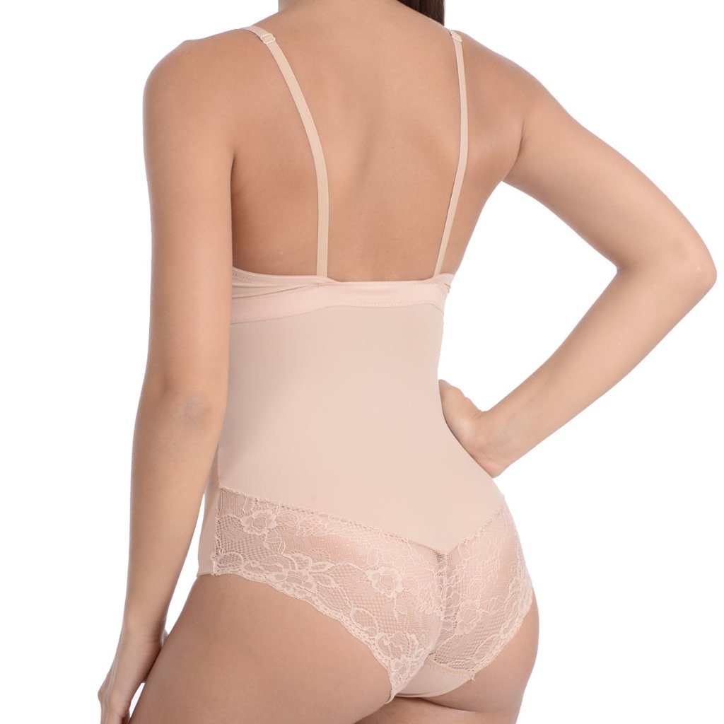 Lingerie Look Full Bodysuit Shaper With Beautiful Lace Details Nude -