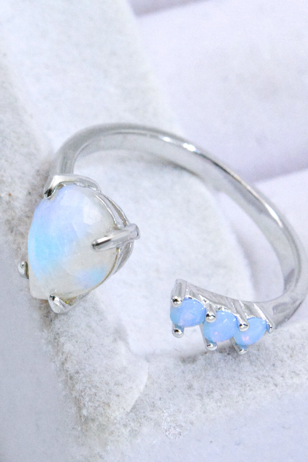 18K Rose Gold-Plated Moonstone Open Ring - T - 1 ADJUSTABLE SIZE - 2 FINISHES -