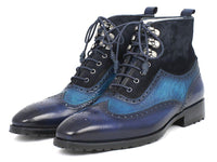 Thumbnail for Paul Parkman - Wingtip Boots Blue Suede & Leather -