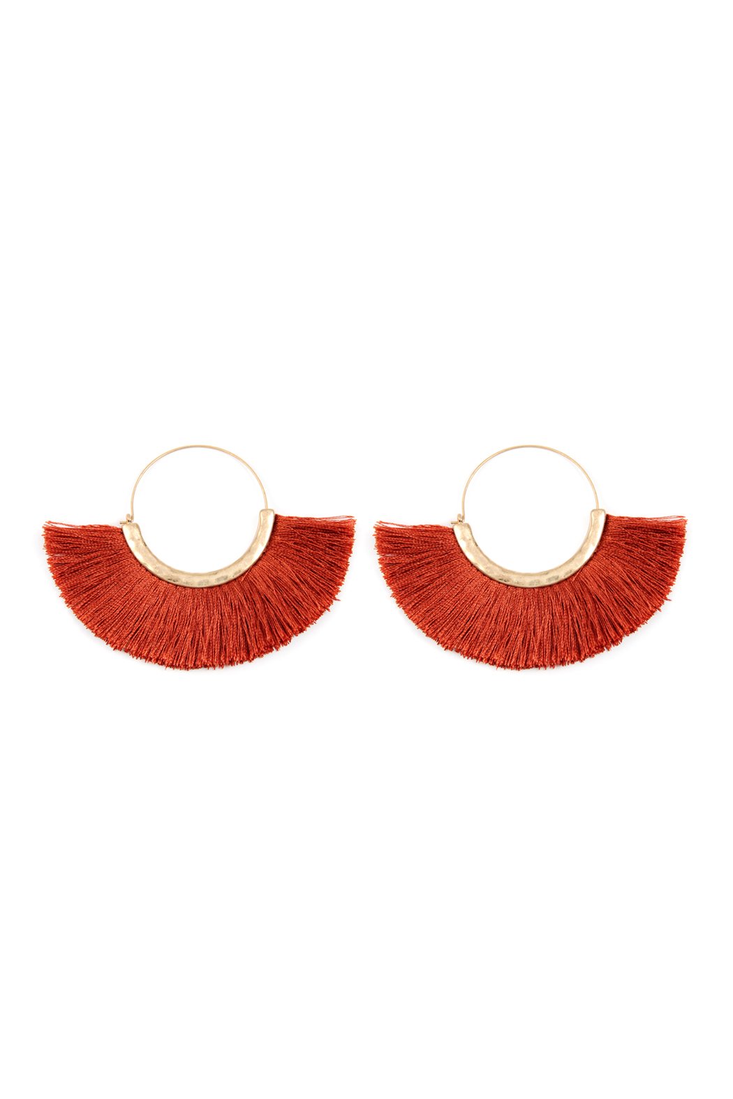 Tassel Fan Hoop Earrings - 15 COLORS -