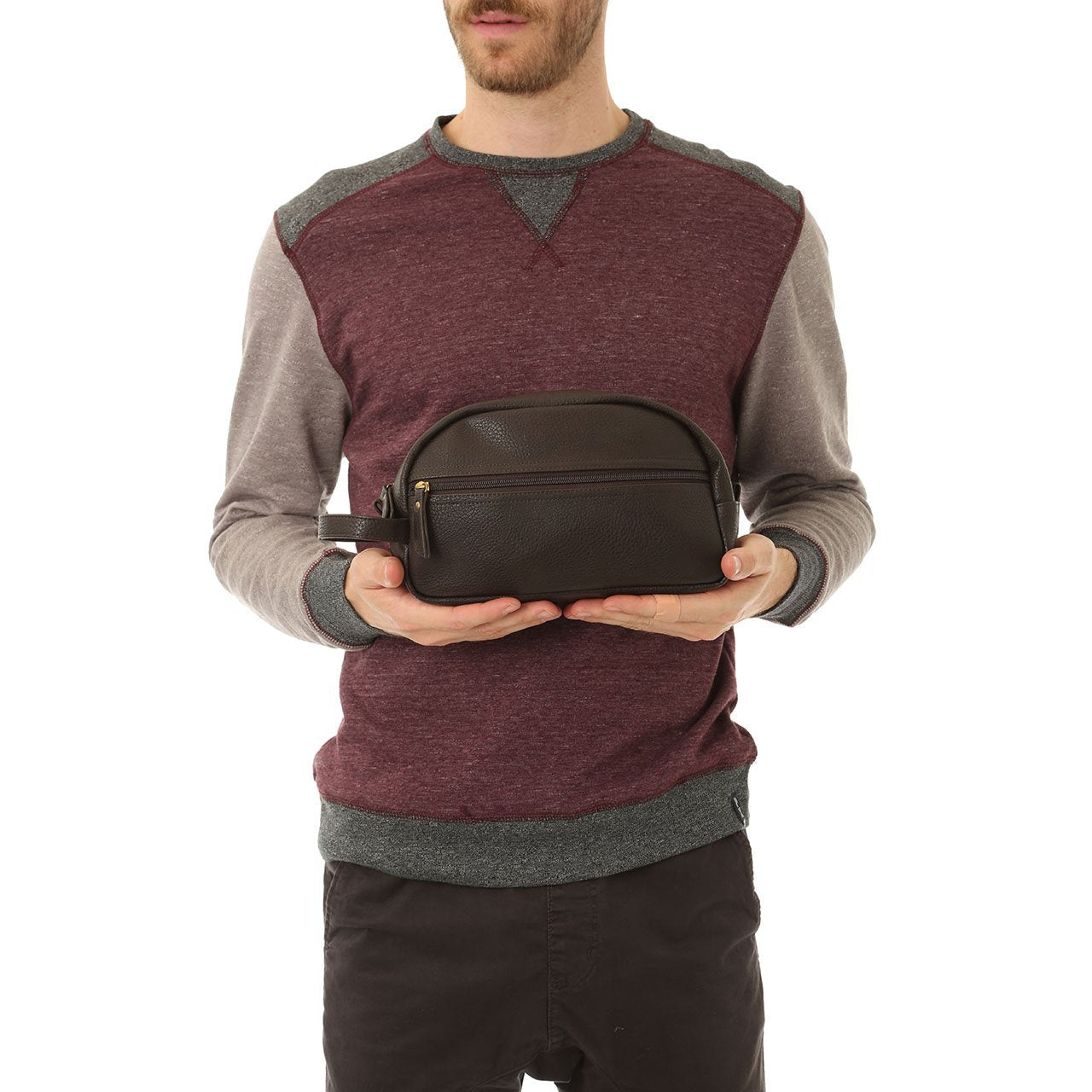 PX - Brown Braden Vegan Leather Dopp Kit -