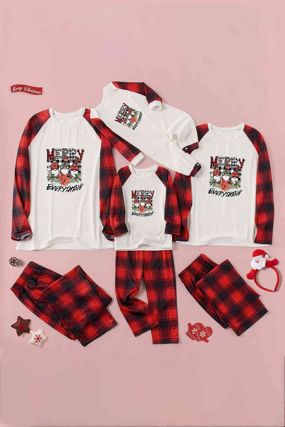 MERRY EVERYTHING Graphic Top and Plaid Pants Set - T - SOLD BY SIZE / 2 PCS. - 4 SIZES -