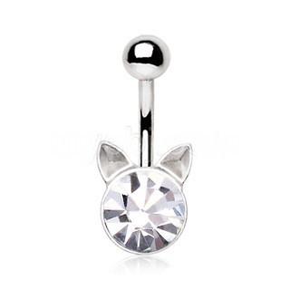 Crystal Cat Navel Ring -