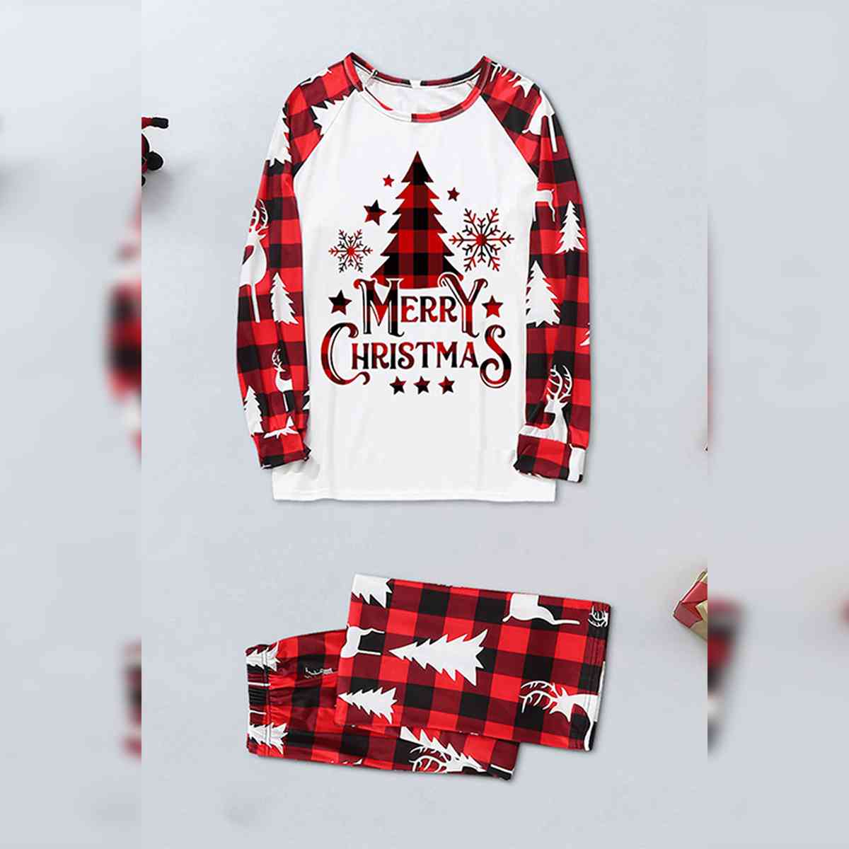 MERRY CHRISTMAS Graphic Top and Pants Set - SOLD BY SIZE / 2 PCS. - 4 SIZES -