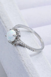 Thumbnail for Platinum-Plated 4-Prong Opal Ring - T - SIZES 5 THRU 10 - 1 COLOR -