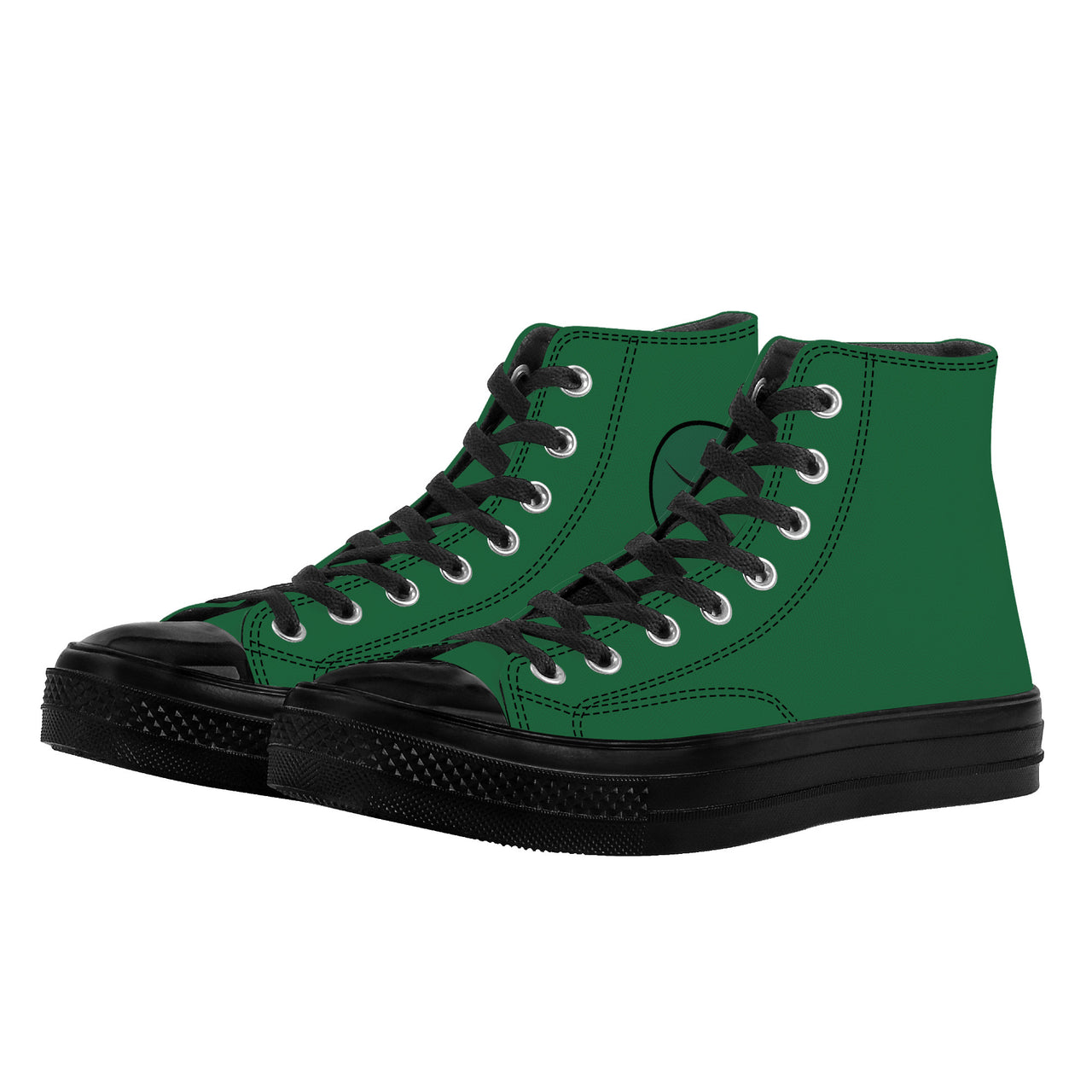 OOTO - High Top Canvas Shoes - BIG GREEN - Black soles - 1 COLOR -