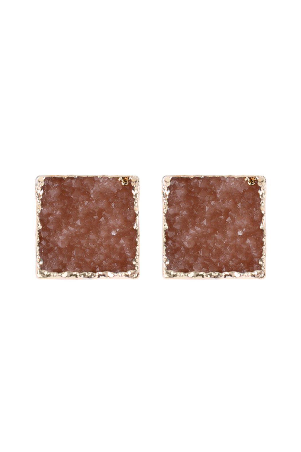 Square Druzy Stone Stud Earrings - 12 COLORS -