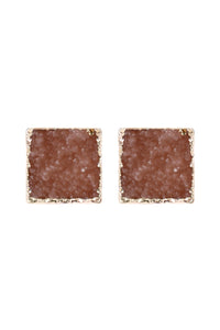 Thumbnail for Square Druzy Stone Stud Earrings - 12 COLORS -