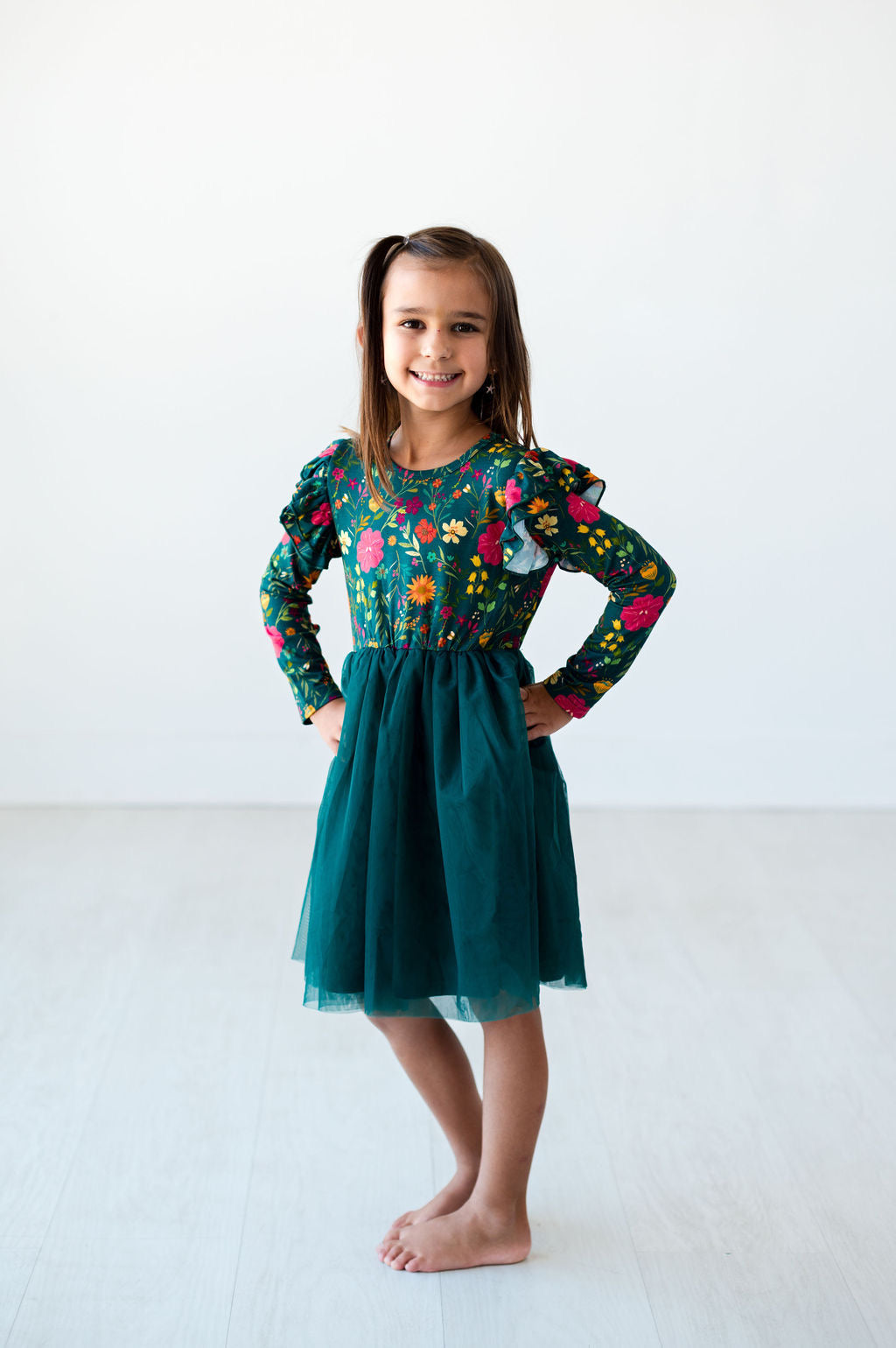 Eclipse Kids - Long Sleeve Tulle Dress - Moody Flowers - SIZES 2T THRU 11/12 -