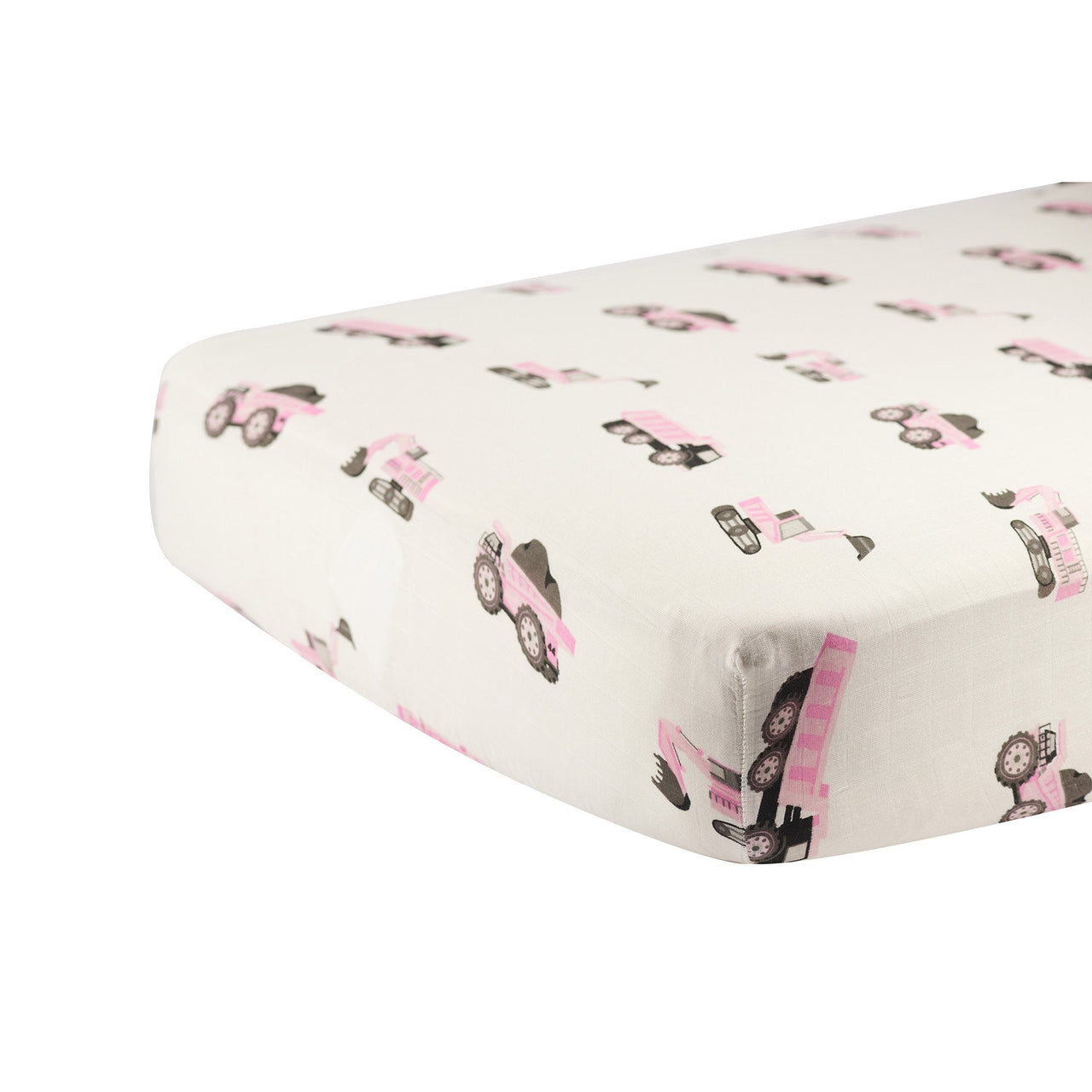 Newcastle - Pink Digger Bamboo Crib Sheet -