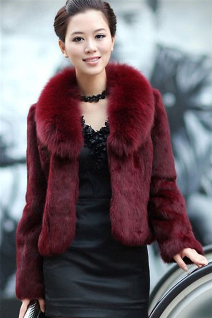 Sharon Tatem - Women Furry Short Faux Fox Fur Collar Jacket Overcoat - 7 COLORS -