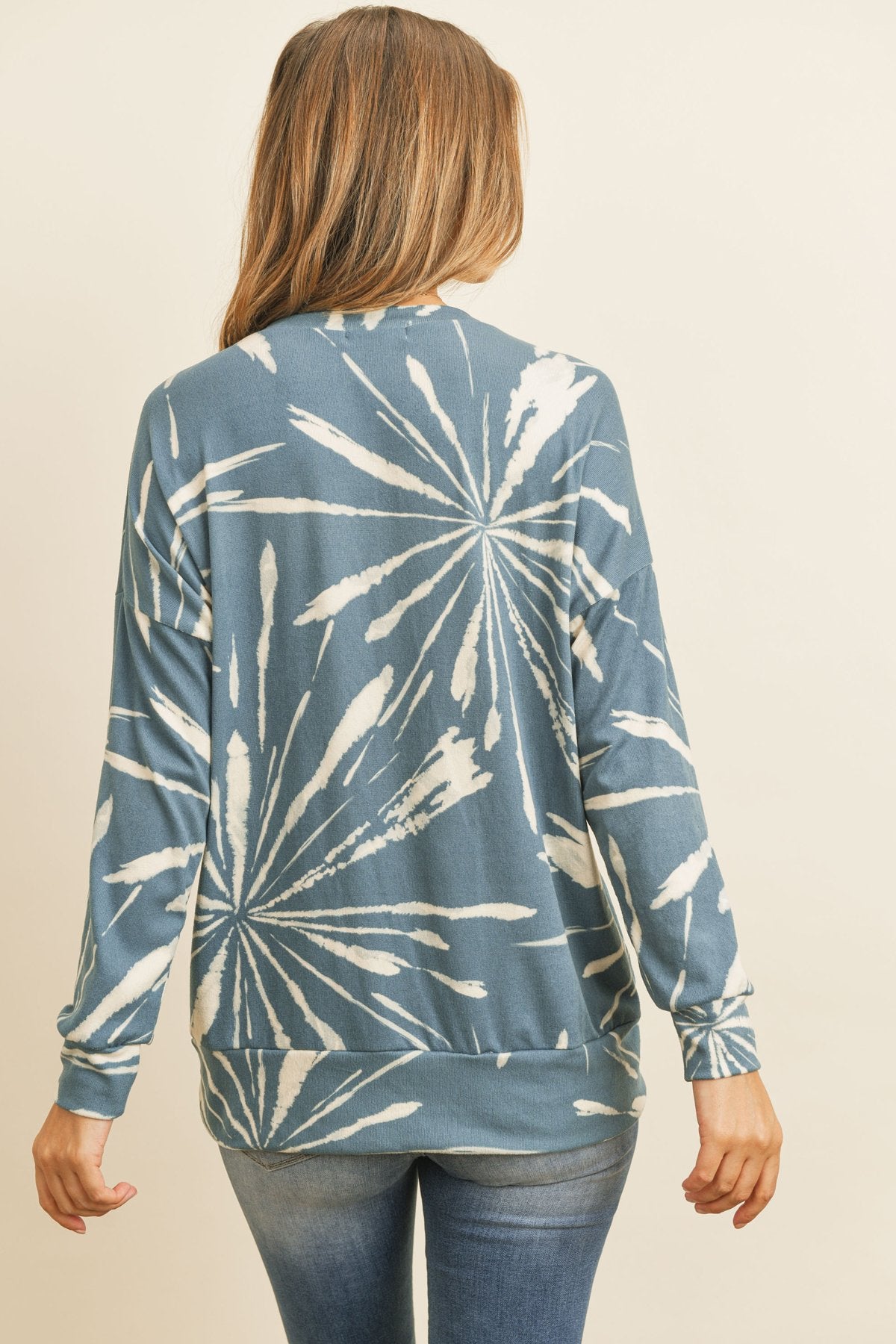 Kangaroo Pocket Tie Dye Long Sleeve Top - 4 COLORS -