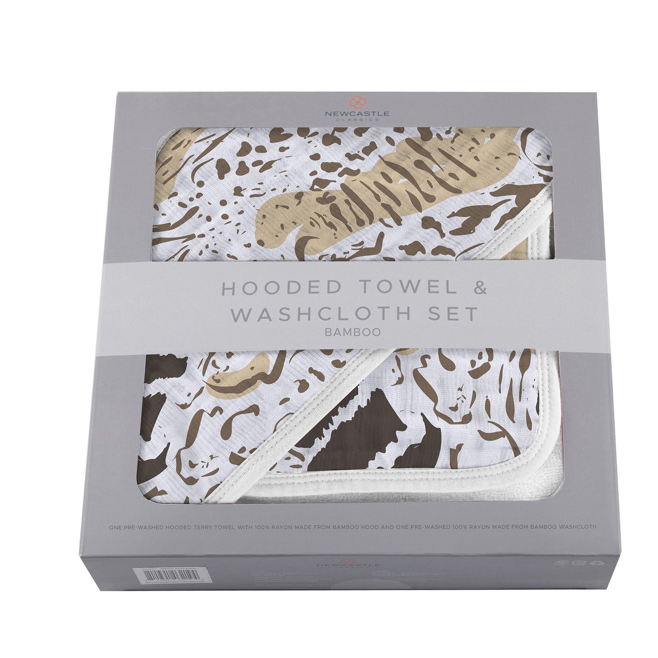 Newcastle - Animal Print Bamboo Hooded Towel and Washcloth Set - 1 COLOR -