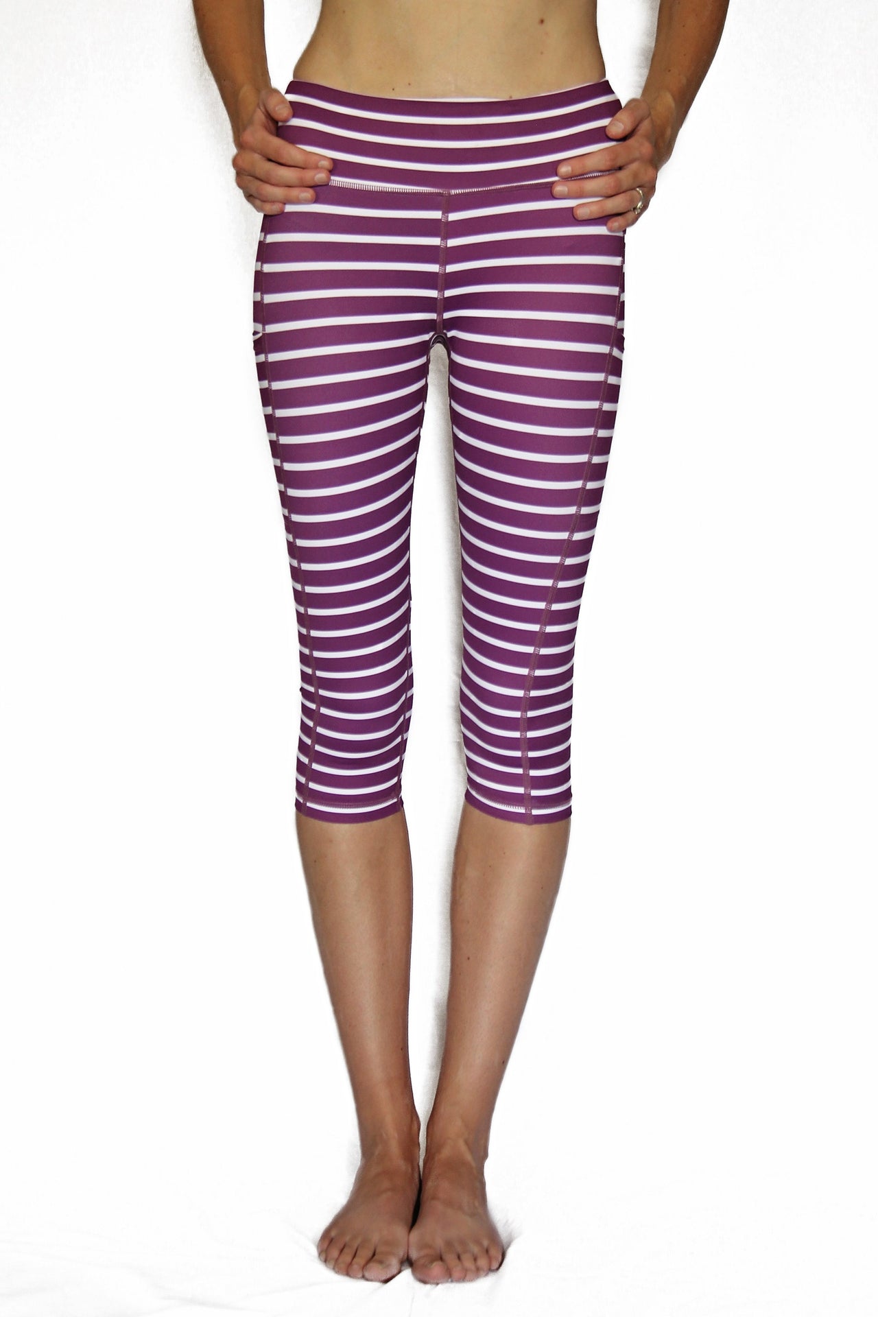 Belcorva - Dark Purple and White Stripe - Pocket Capri - 1 COLOR -