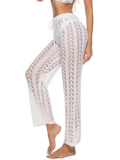 Cutout Drawstring High Waist Beach Pants - T - 3 COLORS -