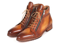 Thumbnail for Paul Parkman - Men's Side Zipper Leather Boots Light Brown -