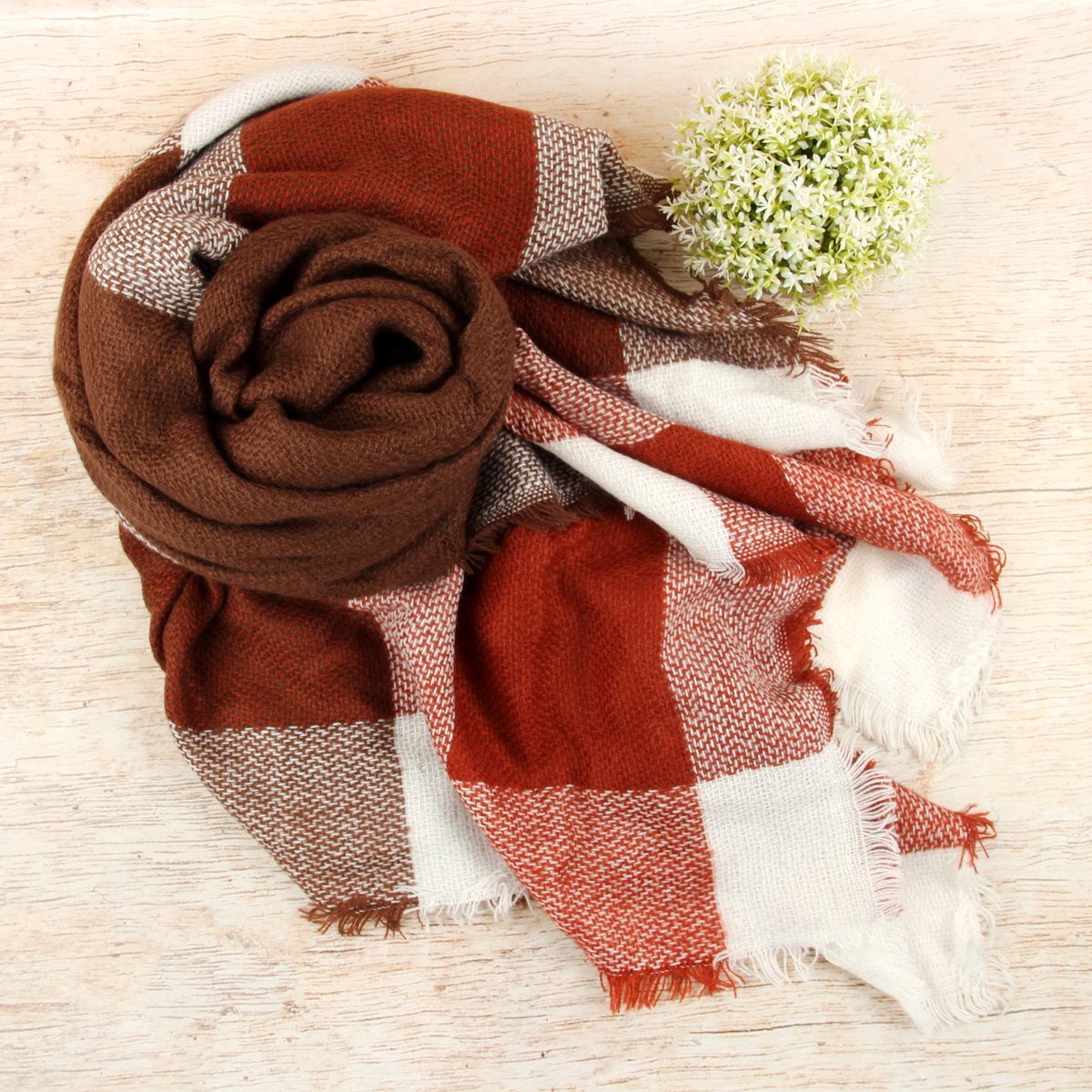 Riah Fashion - Colorblock Blanket Scarf -