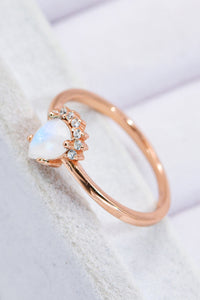 Thumbnail for 18K Rose Gold-Plated Pear Shape Natural Moonstone Ring - T - SIZES 6 THRU 9 - 1 FINISH -