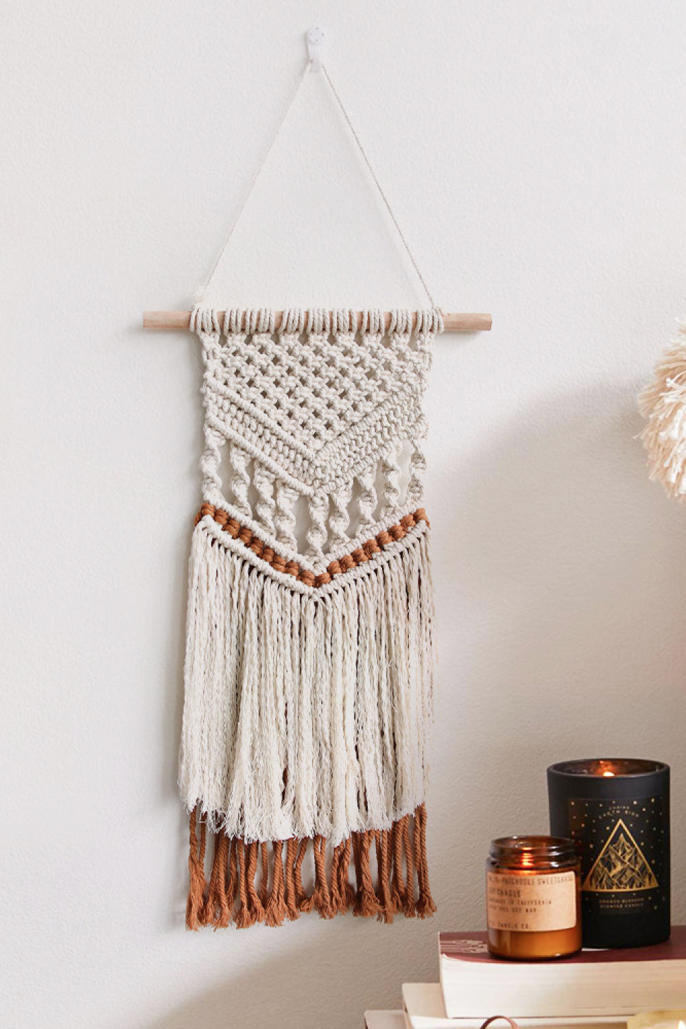 Macrame Fringe Wall Hanging - 21.6" X 11.8" - T - 3 COLORS -