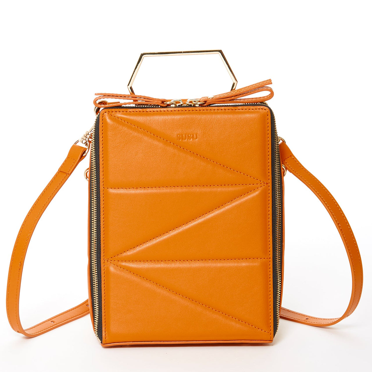 Heidi Dark Orange Leather Backpack Purse -