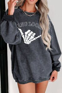 Thumbnail for Skeleton Hand Graphic Sweatshirt - T - 1 COLOR -