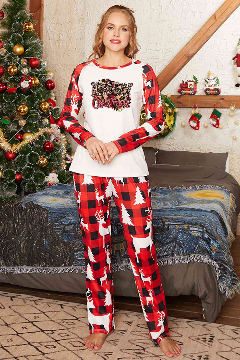 MERRY CHRISTMAS Graphic Top and Pants Set - T - SOLD BY SIZE / 2 PCS. - 4 SIZES -