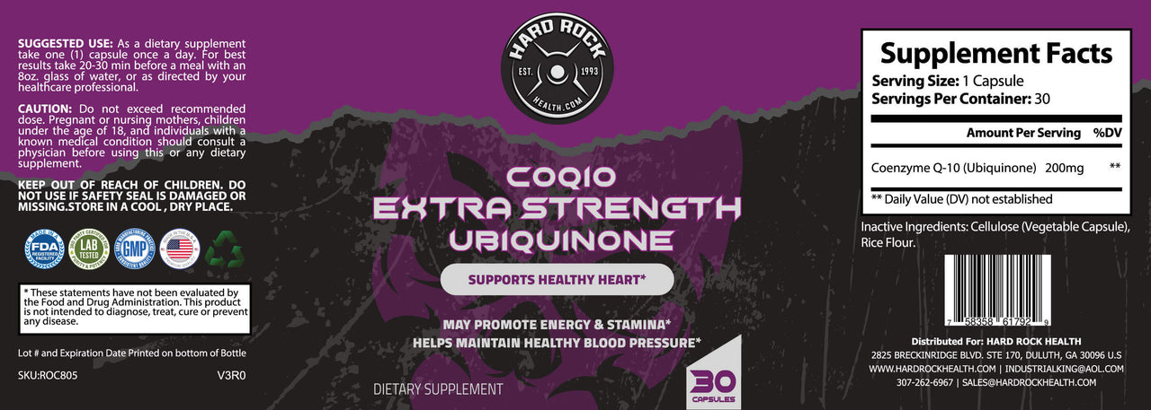 CoQ10 Ubiquinone - Extra Strength 30 Capsules