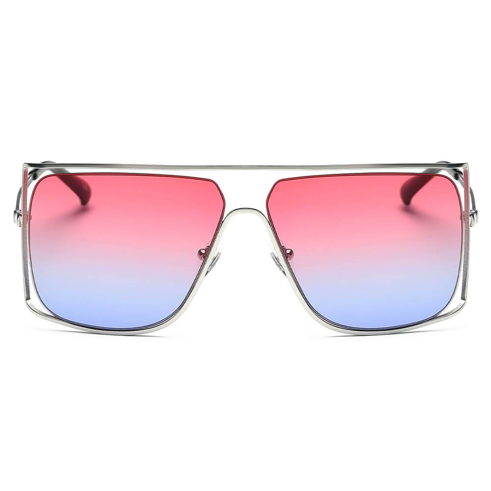 Hamel | CA01 - Women's Trendy Oversize Flat Top Metal Frame Sunglasses - 5 COLORS -