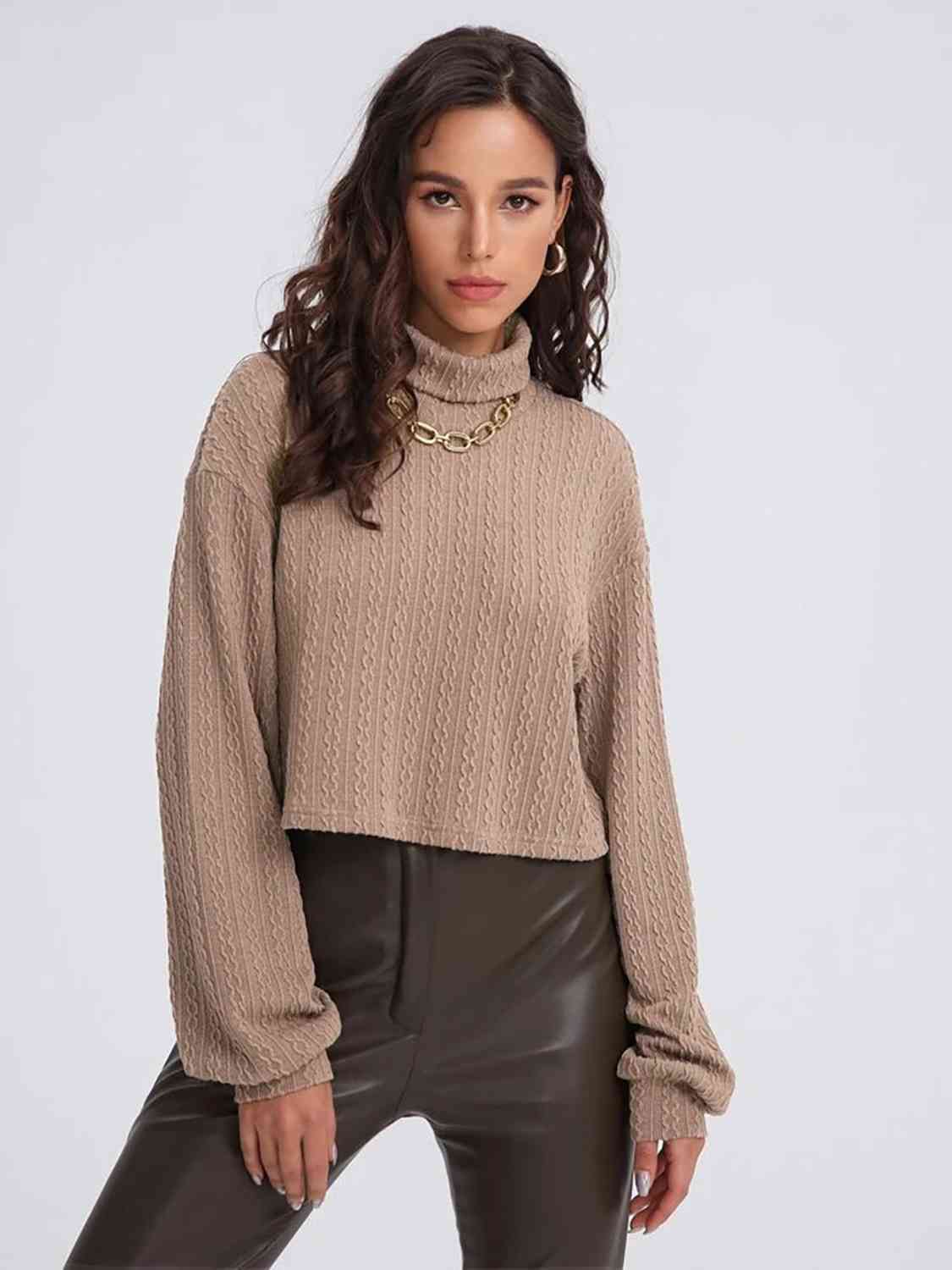 Turtleneck Long Sleeve Top - T - 2 COLORS -