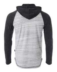 Thumbnail for Long Sleeve Raglan Henley Round Bottom Hood T-Shirts - GREY / BLACK - 1 COLOR