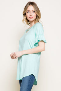 Thumbnail for Ruffle Sleeve Criss Cross Tunic - 8 COLORS -