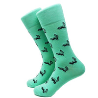 Thumbnail for Summer Ties - Skunk Socks - Black on Green - Men's Mid Calf - 1 COLOR -