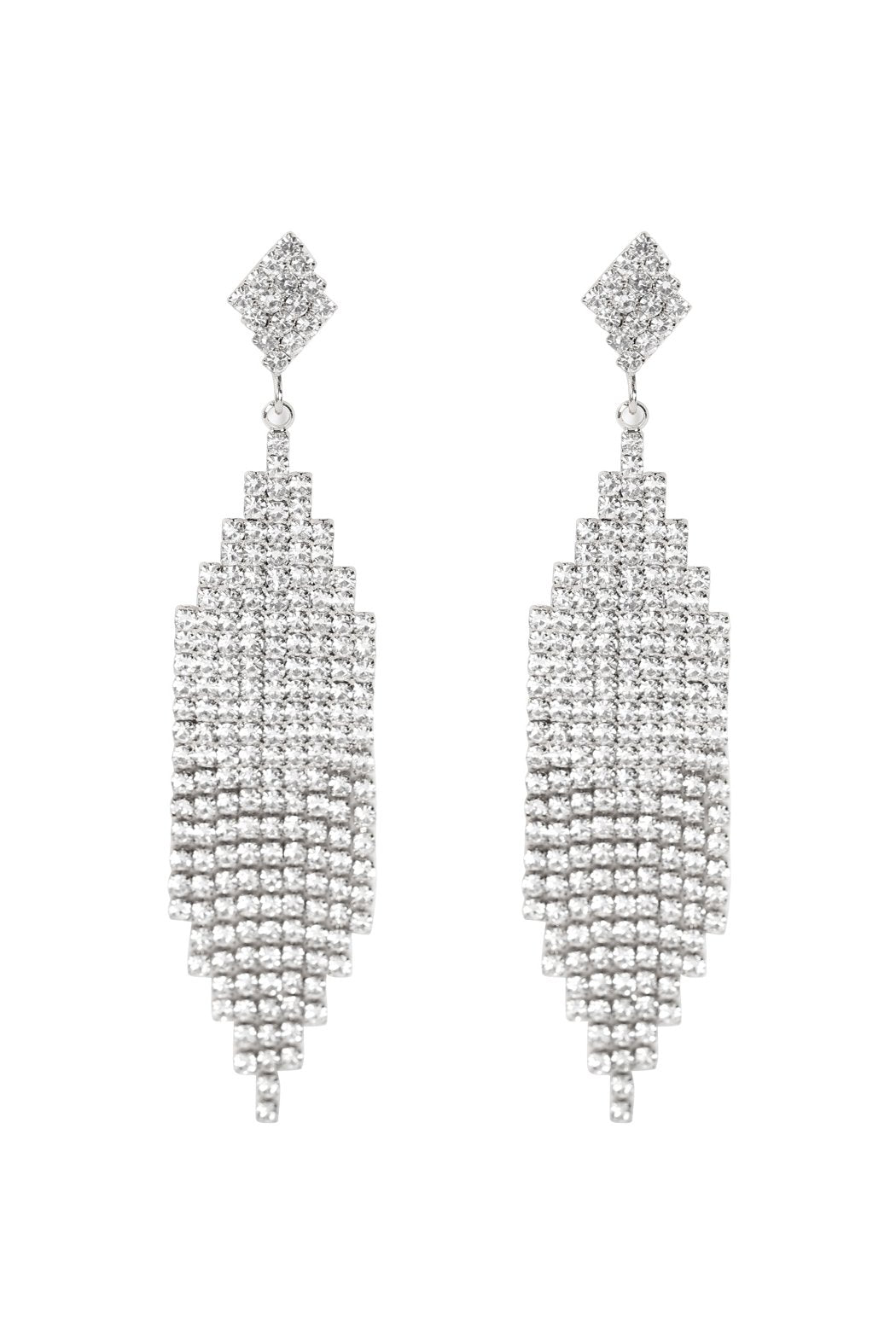 Bridal Rhinestone Post Dangling Earrings - 2 FINISHES -