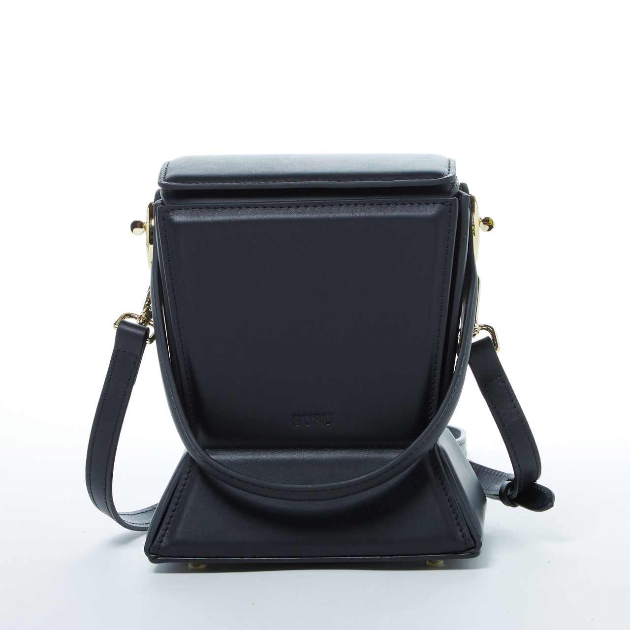 Amber Leather Bucket Purse Black -