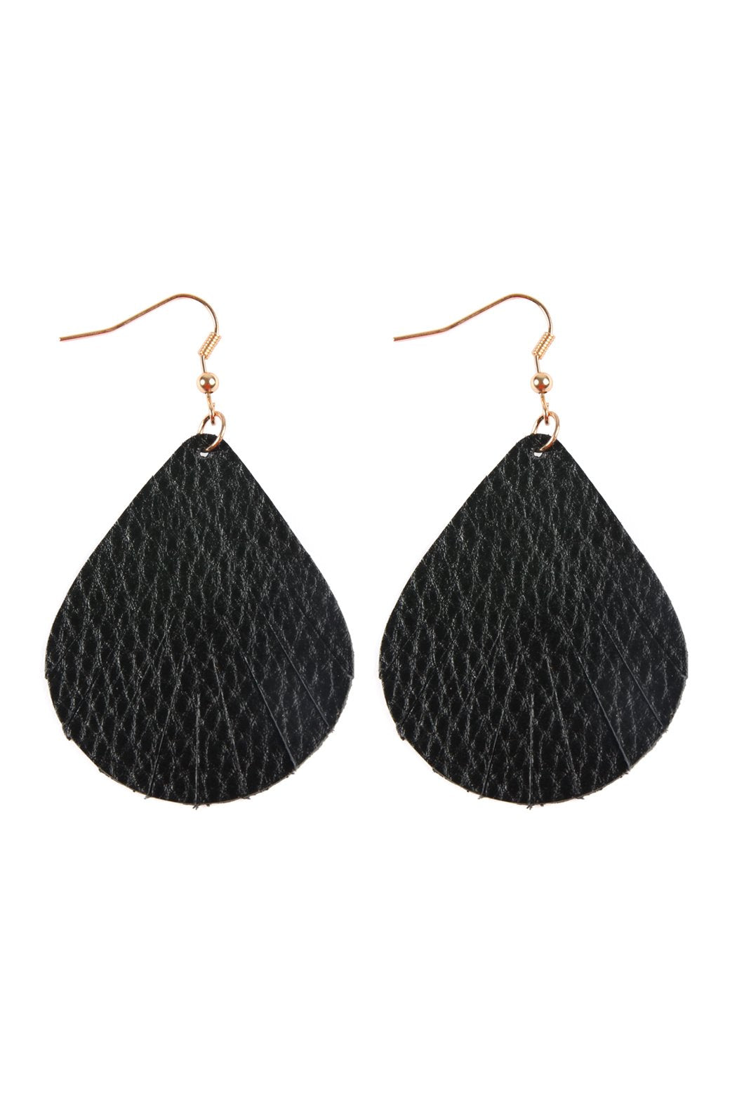 Fringed Pear Shaped Leather Earrings - 10 COLORS